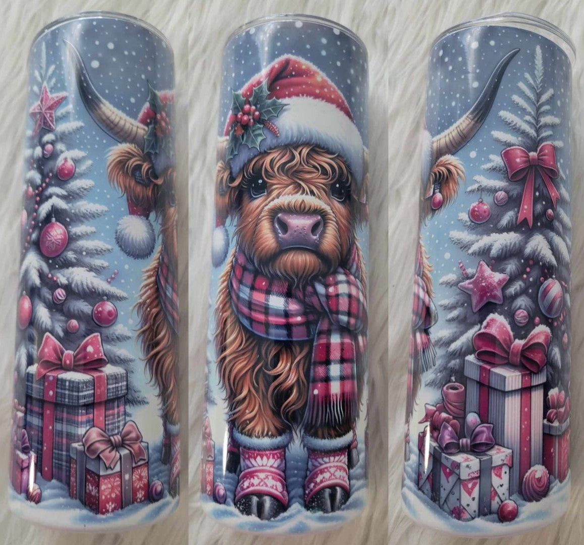 Pink Christmas Heifer Tumbler