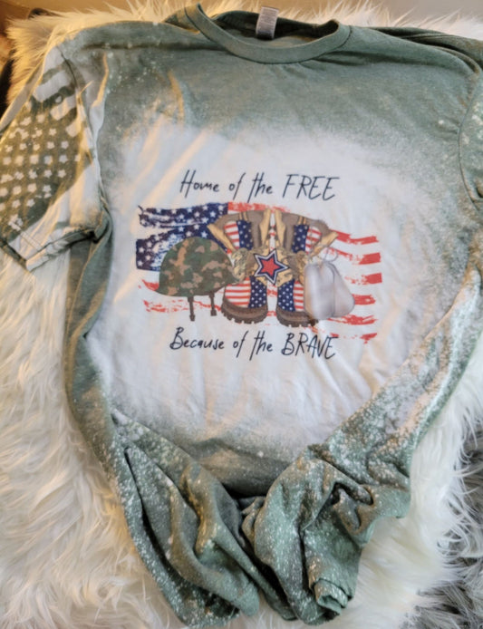 Home of the FREE Becasue of the BRAVE Bleached tee