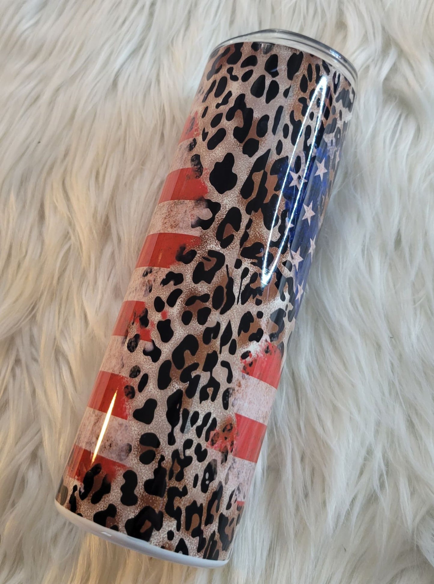 American Flag Leopard Tumbler