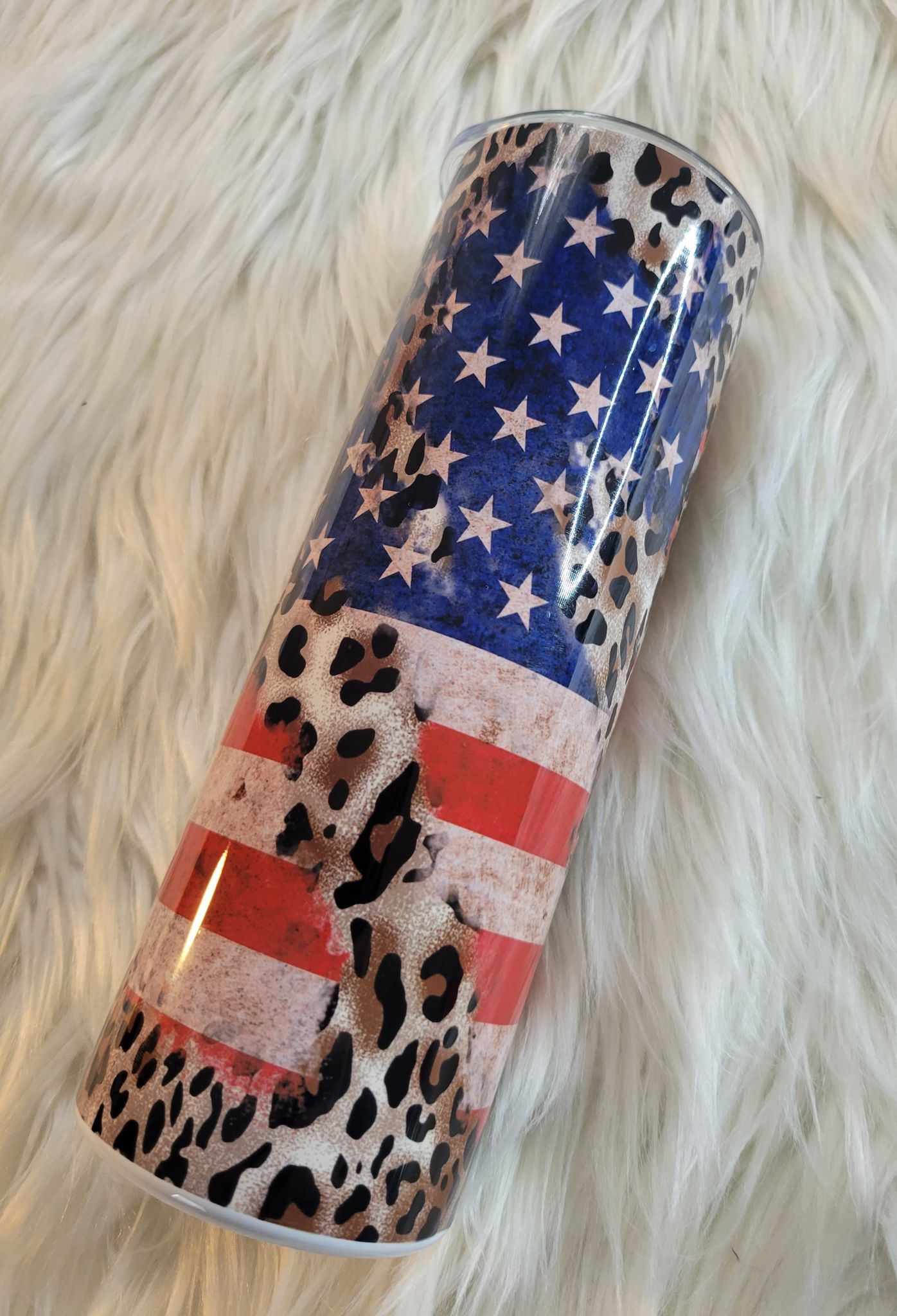 American Flag Leopard Tumbler